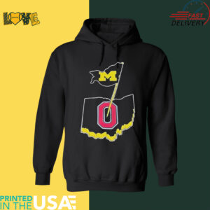 Michigan Wolverines flag on Ohio State map shirt