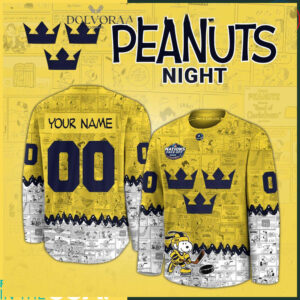 Sweden NHL 4 Nations Face Off 75th Anniversary Peanuts Personalized Hockey Jersey