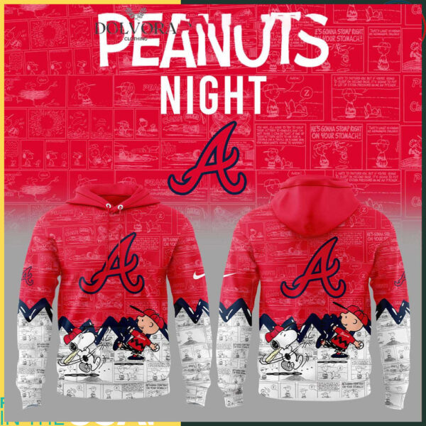 Atlanta Braves Snoopy 75th Anniversary Peanuts Celebration Hoodie T Shirt