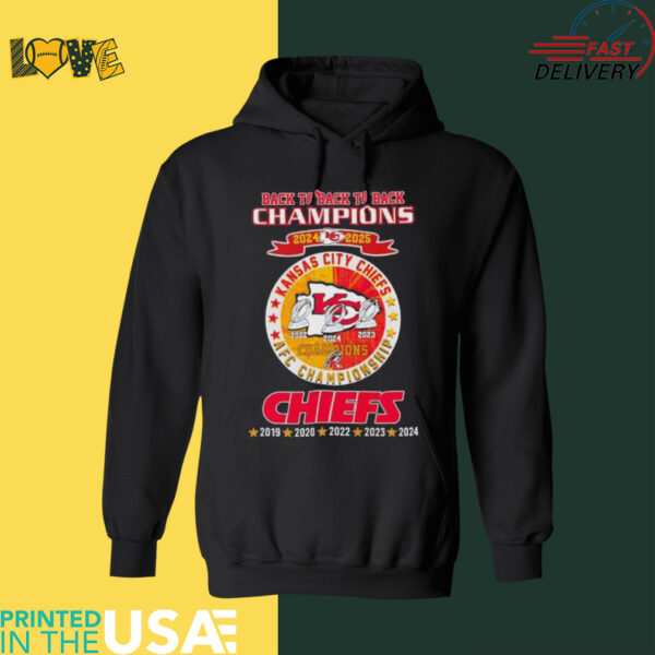 Back to back to back champion Kansas City Chiefs AFC Championship 2024 2025 shirt