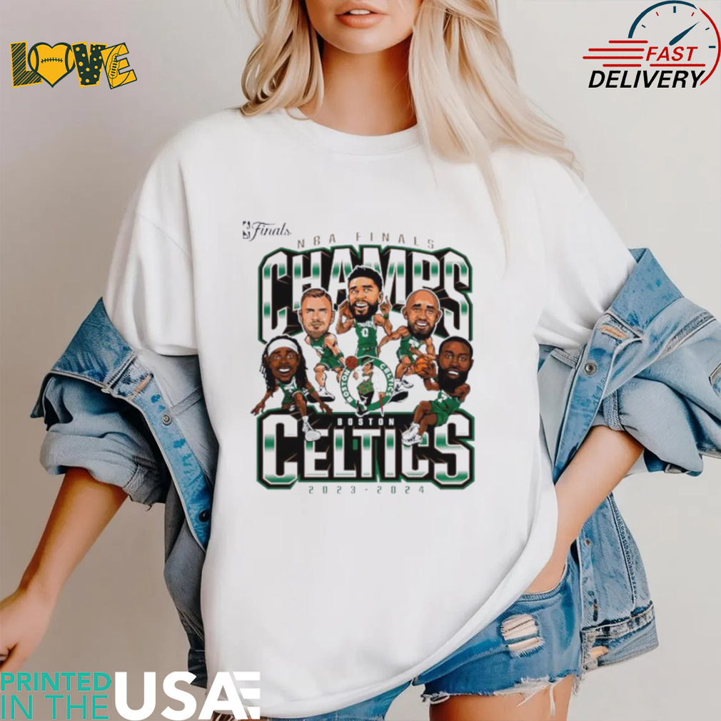 Boston Celtics White 2024 NBA Finals Champions Pull Up Jumper Caricature shirt