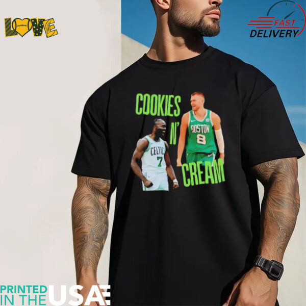 Cookies and Cream Jaylen Brown and Kristaps Porzingis Boston Celtics shirt