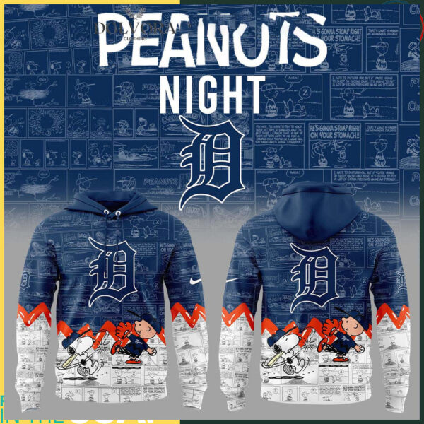 Detroit Tigers Snoopy 75th Anniversary Peanuts Celebration Hoodie T Shirt