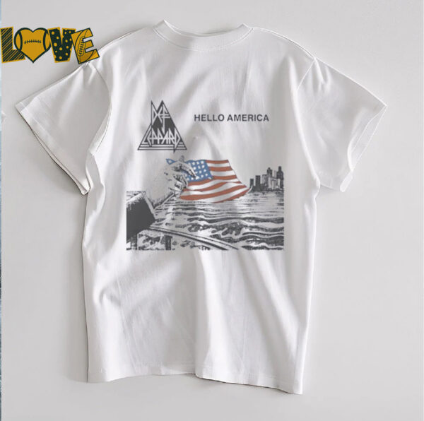 Hello America flag Def Leppard logo shirt