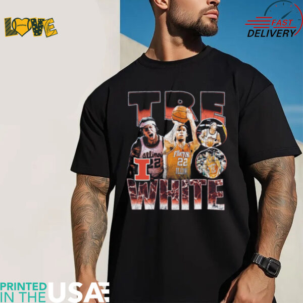 Illinois Basketball Tre White NIL T Shirt