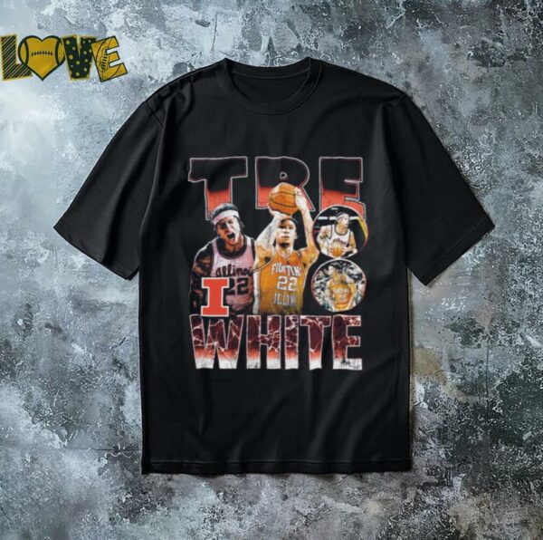 Illinois Basketball Tre White NIL T Shirt