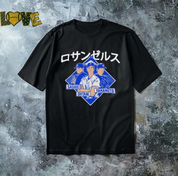 LA Dodgers Kanji trio Shohei Ohtani Yoshinobu Yamamoto Roki Sasaki shirt