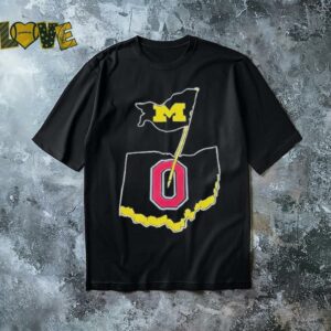 Michigan Wolverines flag on Ohio State map shirt