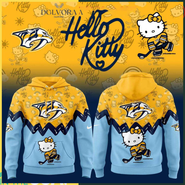 Nashville Predators Hello Kitty 50th Anniversary 2025 Celebration Hoodie T Shirt