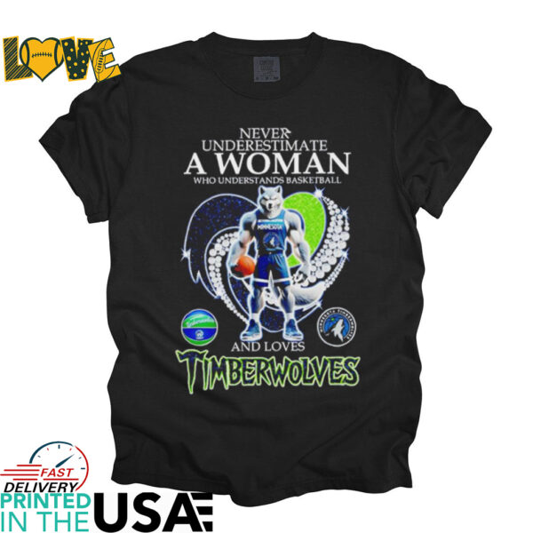 Never underestimate a woman who understands basketball and loves Timberwolves shirt