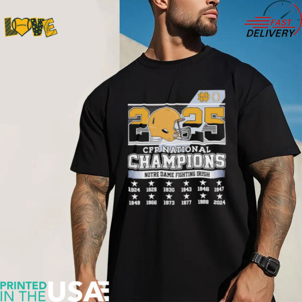 Notre Dame Fighting Irish 2025 CFP national champions shirt