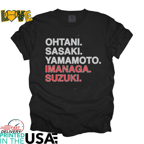 Ohtani Sasaki Yamamoto Imanaga Suzuki Japan players shirt