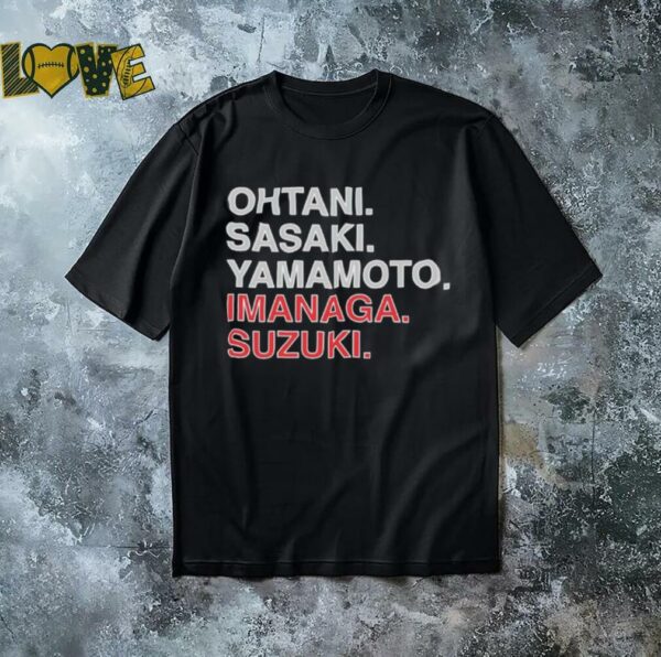 Ohtani Sasaki Yamamoto Imanaga Suzuki Japan players shirt