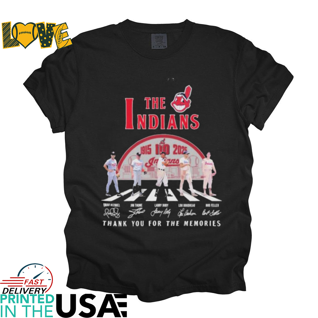 Omar Vizquel Jim Thome Larry Doby Lou Boudreau Bob Feller The Cleveland Indians 1915 2025 110TH Thank You For The Memories Signatures T shirts