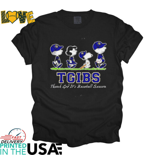 Peanuts Milwaukee Brewers TGIBS thank God it’s baseball season shirt