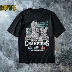 Philadelphia Eagles Super Bowl Champions 2025 fly Eagles LIX player name shirt