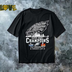 Philadelphia Eagles Super Bowl Champions 2025 fly Eagles fly player name logo shirt