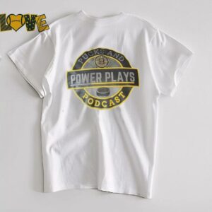 Pucks and podcast power plays Boston Bruins logo shirt