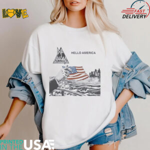 Hello America flag Def Leppard logo shirt