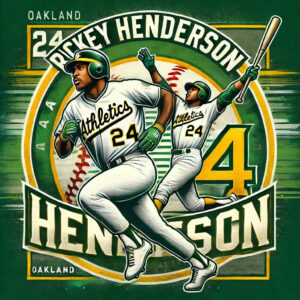 Rickey Henderson Oakland Athletics remembrance graphic Posters black scaled 1