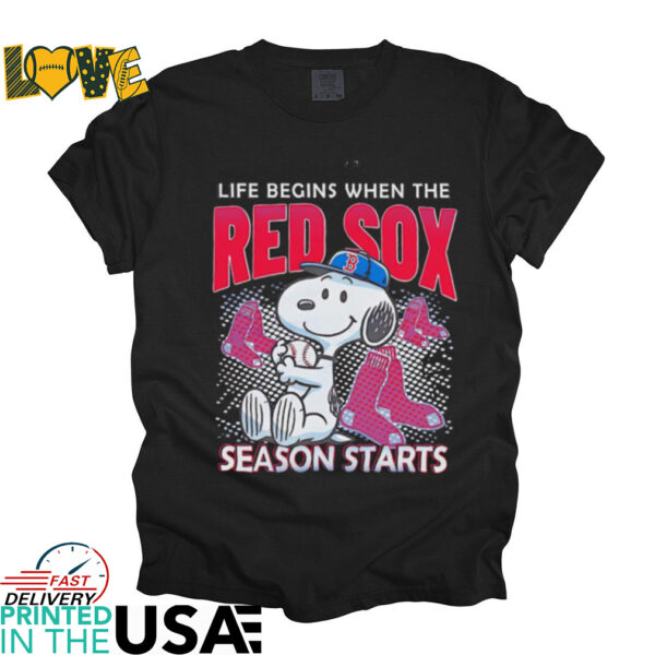 Snoopy life begins when the Boston Red Sox season starts shirt