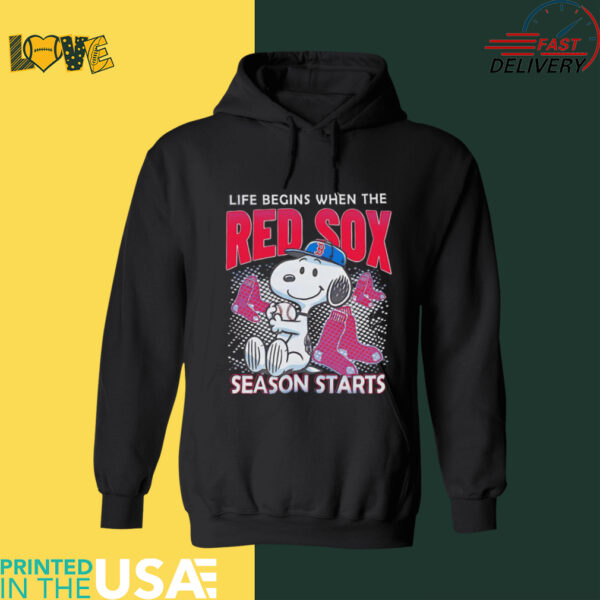 Snoopy life begins when the Boston Red Sox season starts shirt