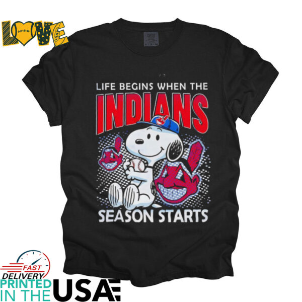 Snoopy life begins when the Cleveland Indians season starts shirt