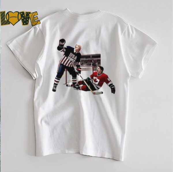 Trump Defeating Justin Trudeau Funny Hockey Shirt