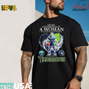 Never underestimate a woman who understands basketball and loves Timberwolves shirt