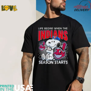 Snoopy life begins when the Cleveland Indians season starts shirt