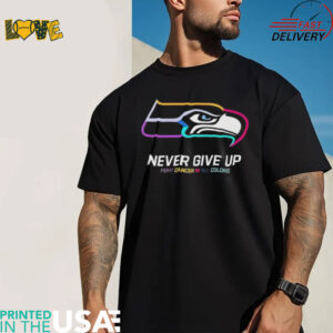 Seattle Seahawks never give up fight cancer in all colors shirt