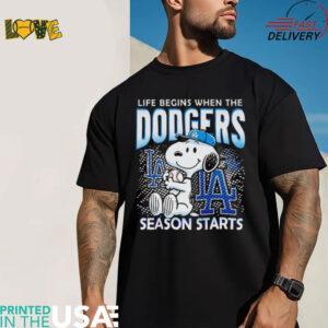 Snoopy life begins when the Dodgers season starts shirt