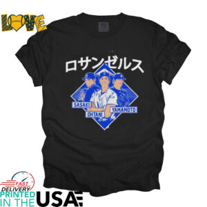 LA Dodgers Kanji trio Shohei Ohtani Yoshinobu Yamamoto Roki Sasaki shirt