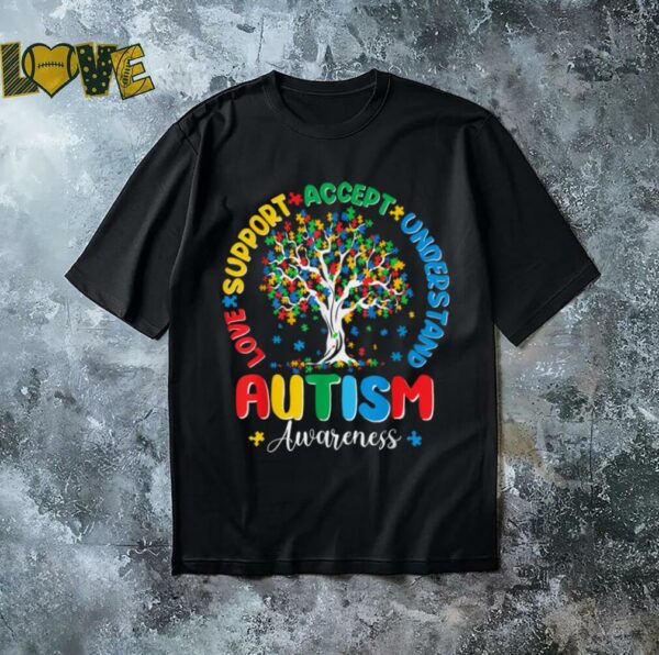 Autism Love Accept Support Autistic Autism Awareness T Shirt