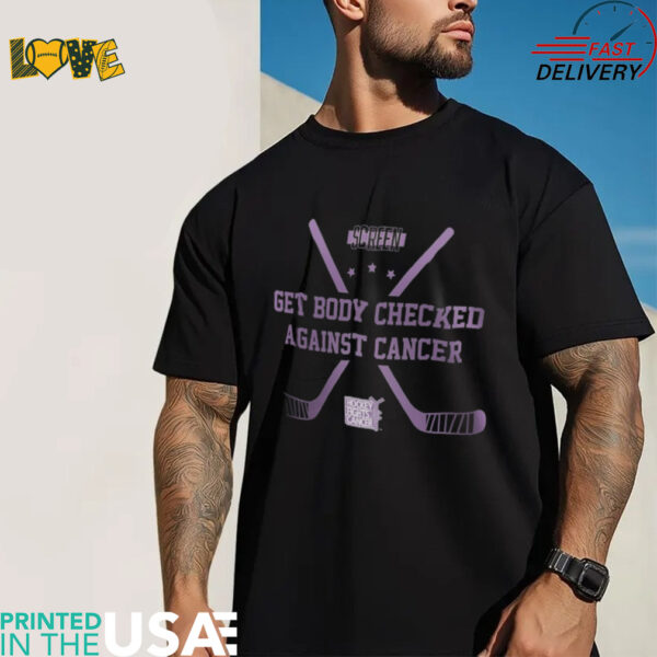 NHL Get Body Checked Against Cancer x WEAR Black Boyfriend T Shirt