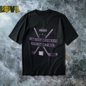 NHL Get Body Checked Against Cancer x WEAR Black Boyfriend T Shirt