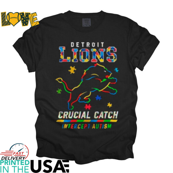 Official Detroit Lions x Crucial Catch Intercept Autism Logo 2025 Shirt