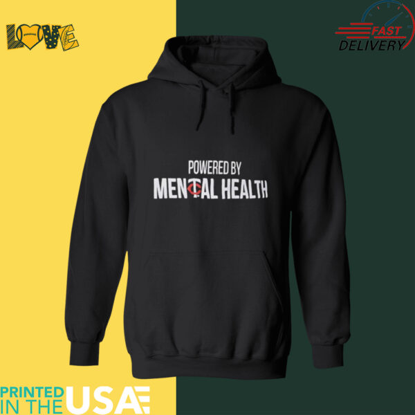 Powered by Mental Health Minnesota Twins logo shirt