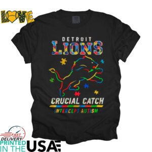 Official Detroit Lions x Crucial Catch Intercept Autism Logo 2025 Shirt